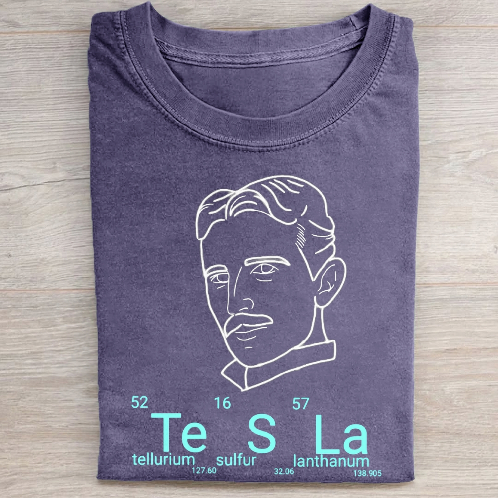 "Tesla Periodic Table" Science Meme Vintage Washed Tee