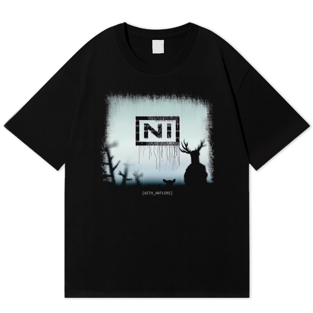 "With Antlers" Nine Inch Nails Parody Cotton T-shirt 