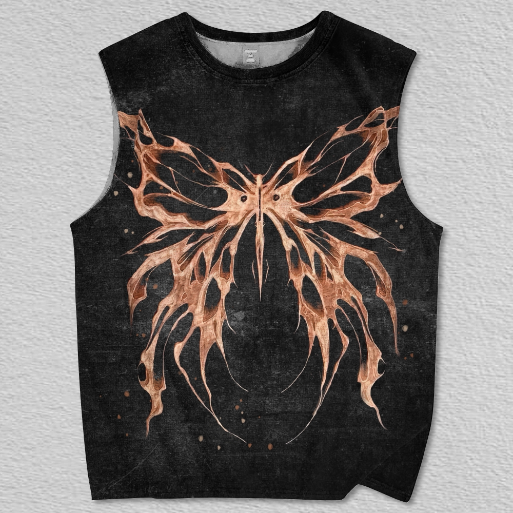 Bronze Flame Butterfly Printed Tank Top 