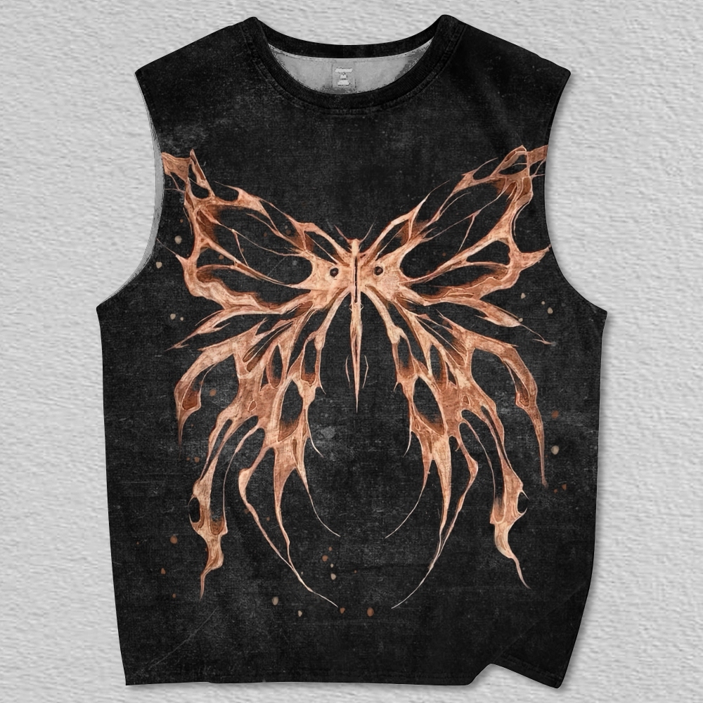 Bronze Flame Butterfly Printed Tank Top