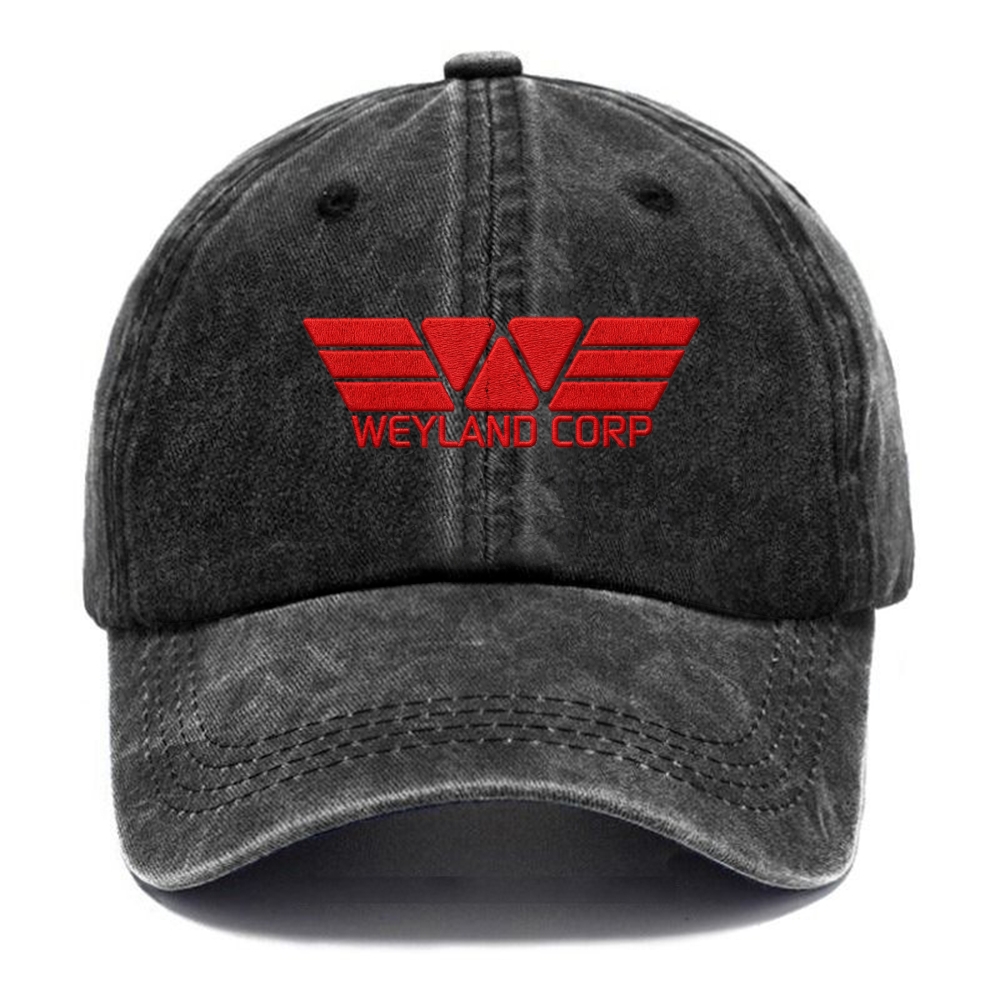 Embroidered Weyland Corp Logo Vintage Casual Washed Cap