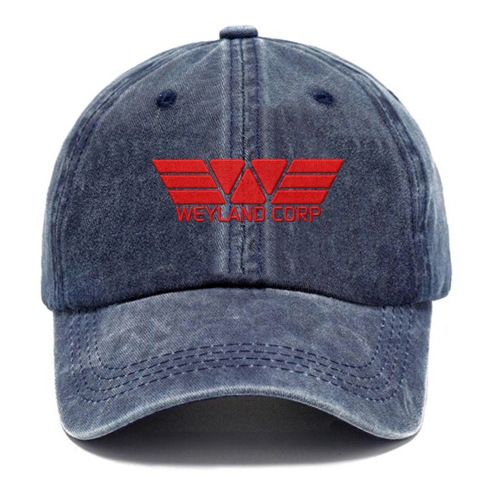 Embroidered Weyland Corp Logo Vintage Casual Washed Cap