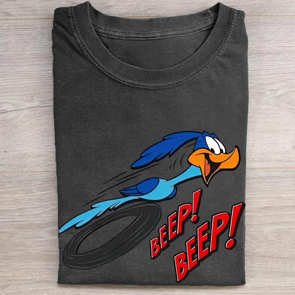Road Runner "Beep Beep" Retro Cartoon Vintage Washed Tee