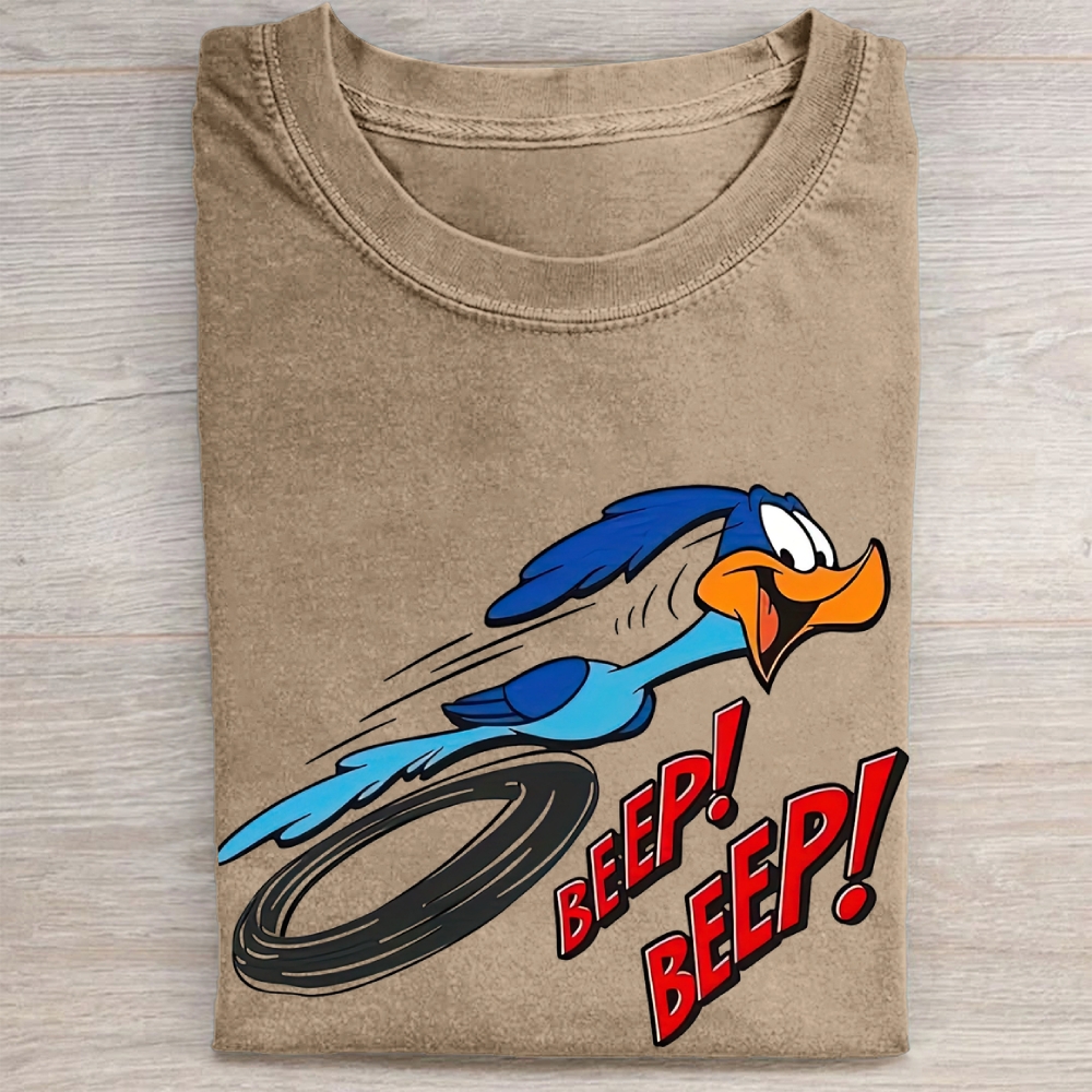 Road Runner "Beep Beep" Retro Cartoon Vintage Washed Tee