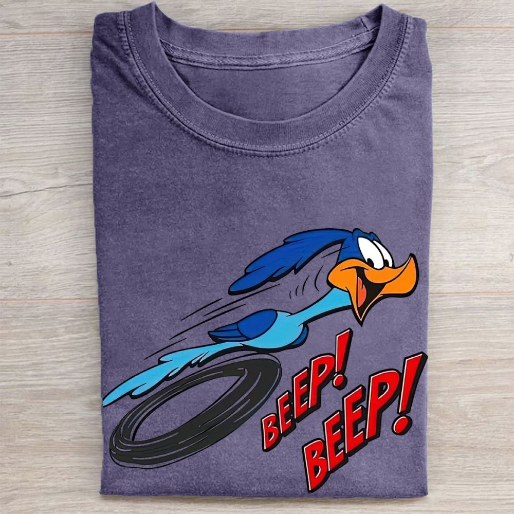 Road Runner "Beep Beep" Retro Cartoon Vintage Washed Tee