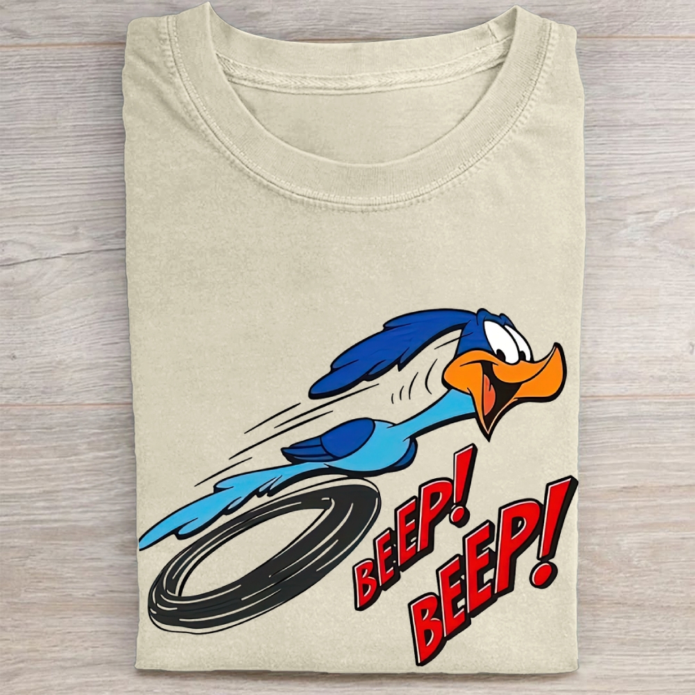 Road Runner "Beep Beep" Retro Cartoon Vintage Washed Tee