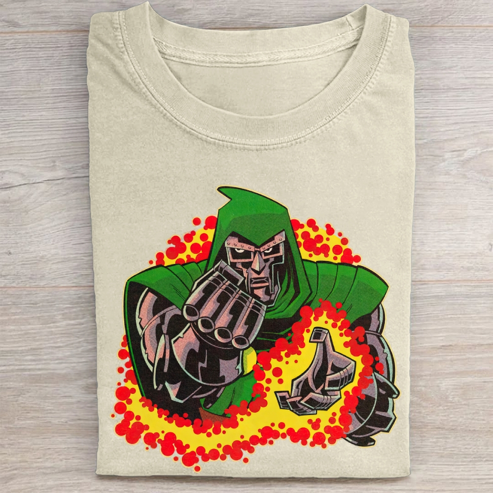 Doctor Doom Retro Marvel Comic Vintage Washed Tee