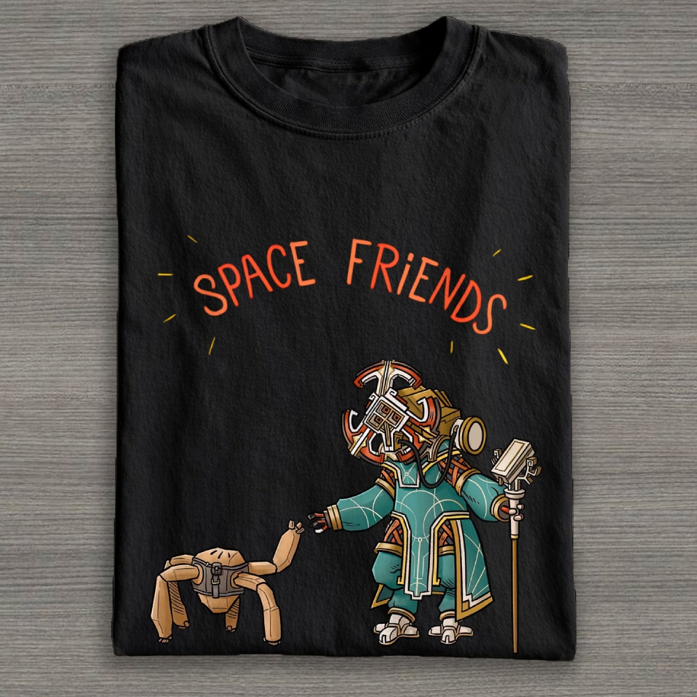  "Space Friends" Cotton T-shirt 