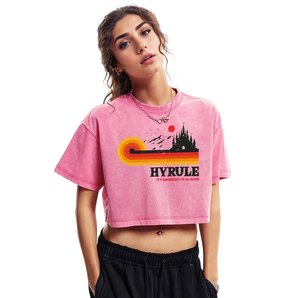  It's Dangerous To Go Alone Washed Cropped T-Shirt 