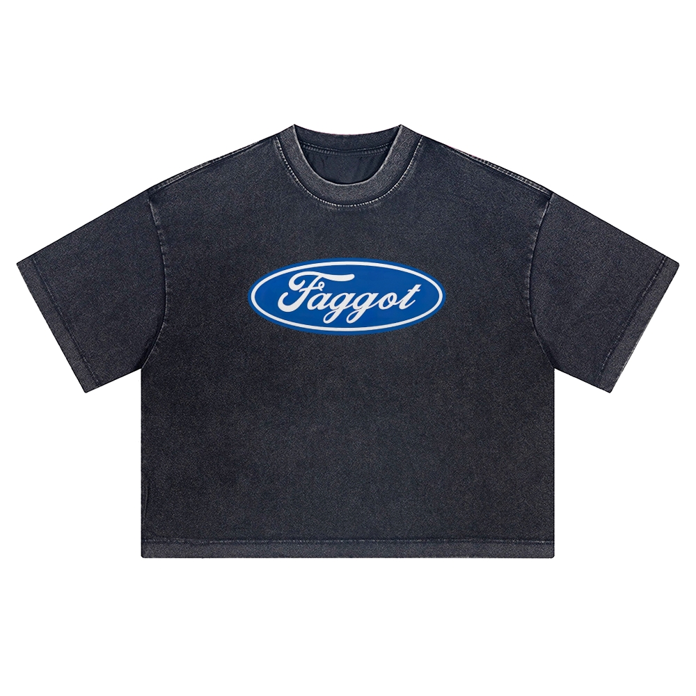 Faggot Pride Y2K Washed Cropped T-Shirt 