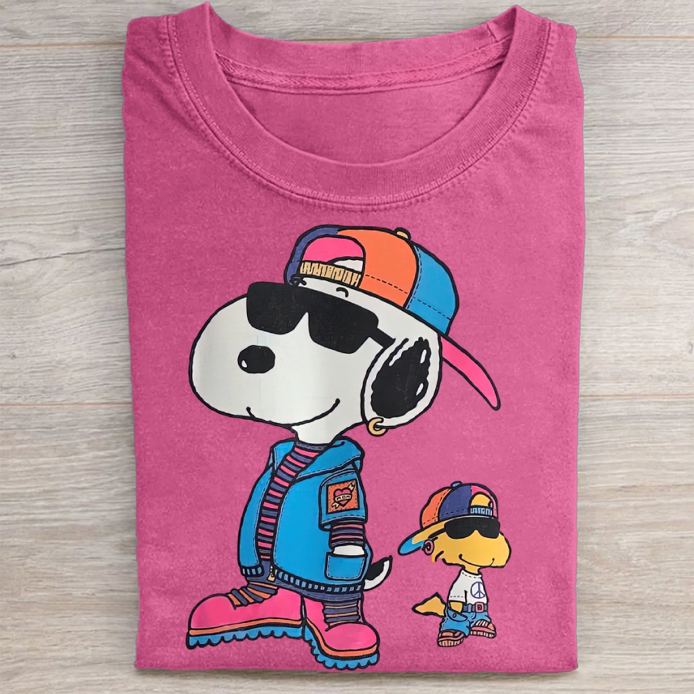 Retro Cartoon Hip Hop Style Graphic Washed Tee