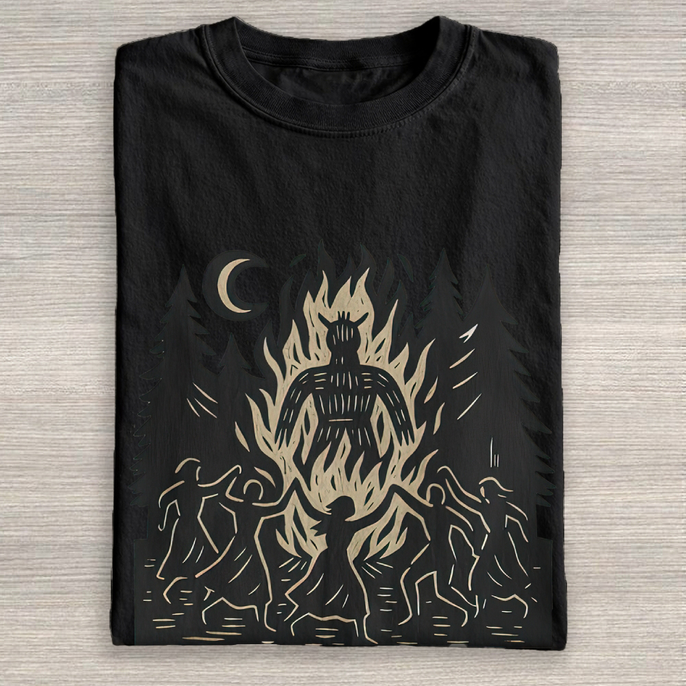 "Wicker Man Forest Ritual" Vintage Folk Horror Cotton T-shirt