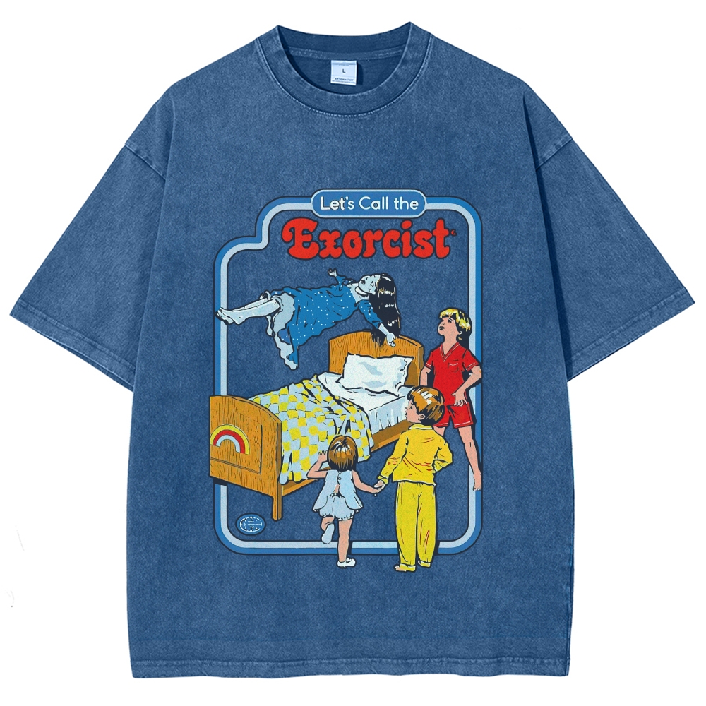 "Let's Call the Exorcist" Retro Kids' Book Style Horror Washed T-Shirt 