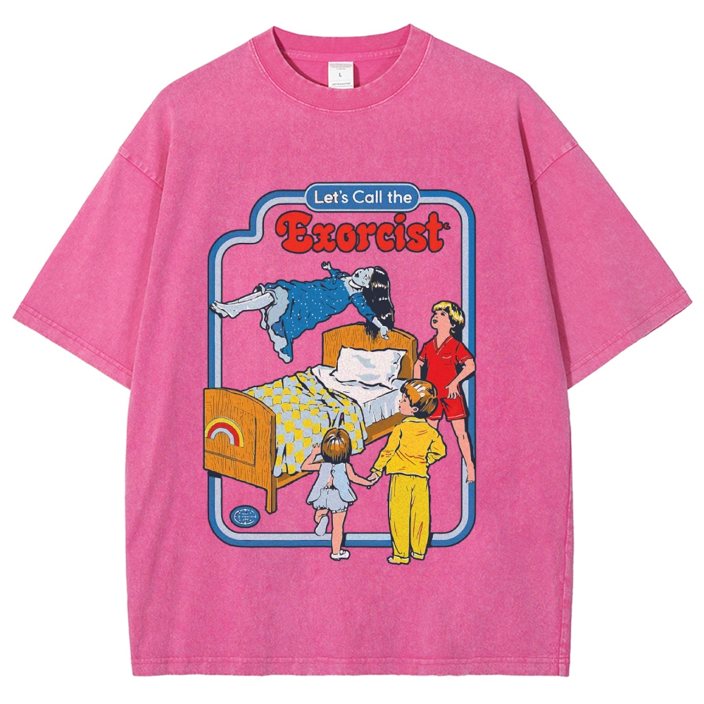 "Let's Call the Exorcist" Retro Kids' Book Style Horror Washed T-Shirt 