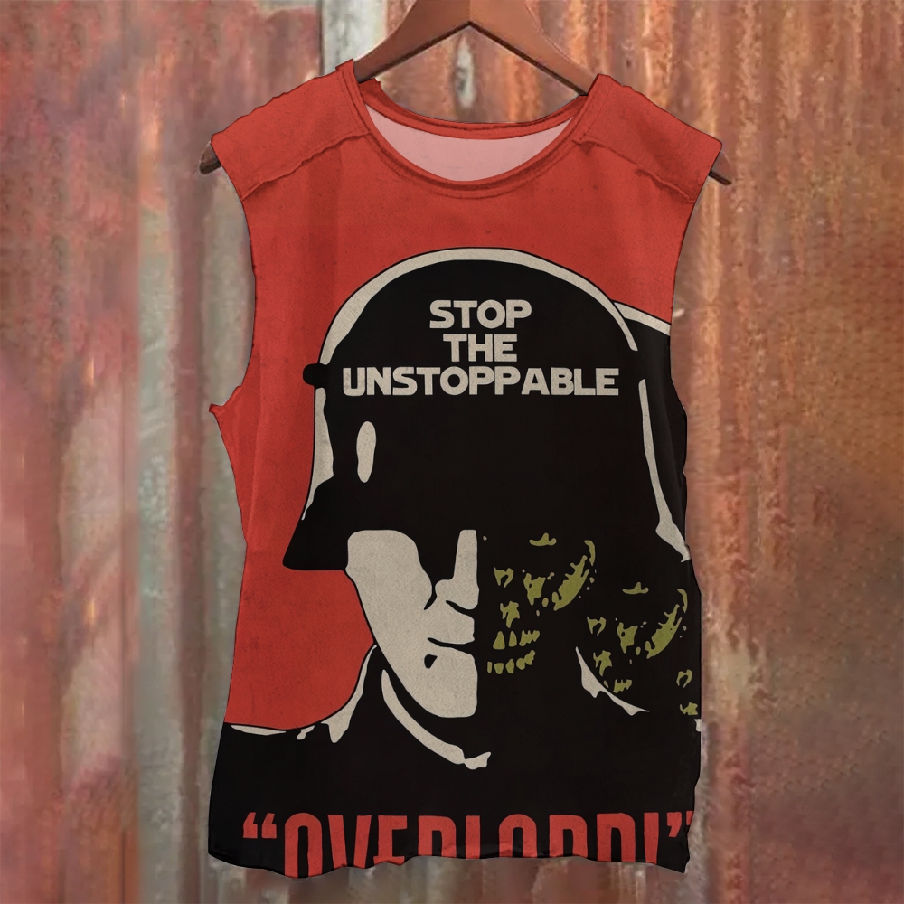 Red Overlord Soldier Skull Rebellion Printed Tank Top 