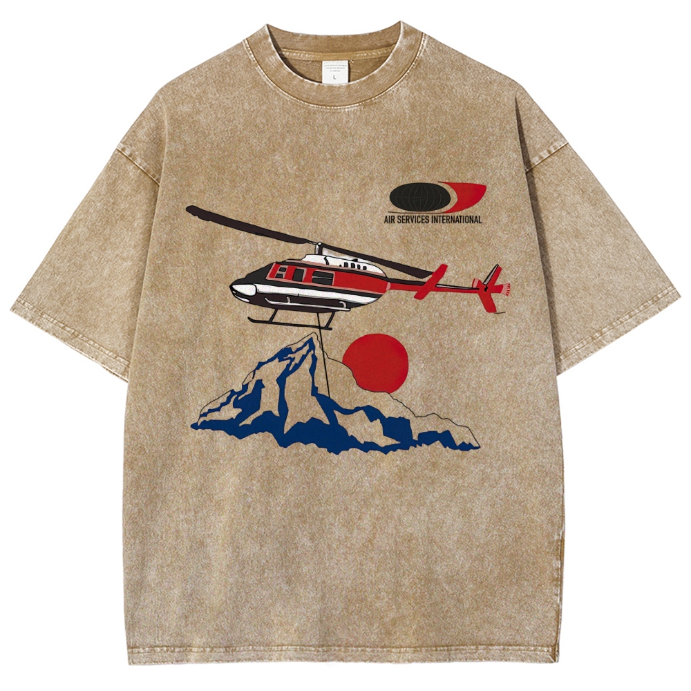 Mountain Helicopter "Air Services International" Washed T-Shirt