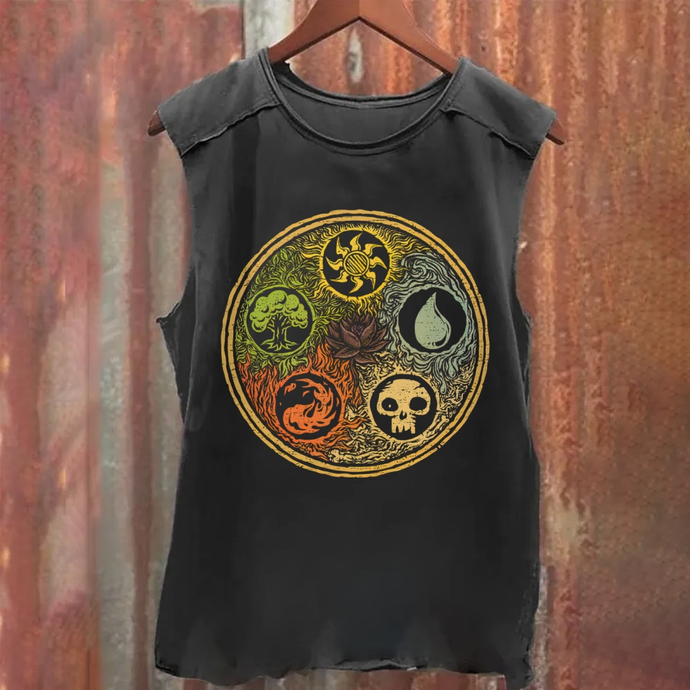 "MTG Five Colors Mana" Emblem Vintage Washed Tank Top