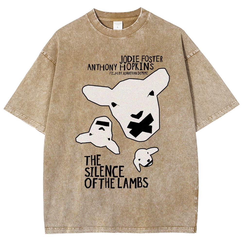 "Silence of the Lambs" Abstract Lamb Horror Vintage Washed T-Shirt