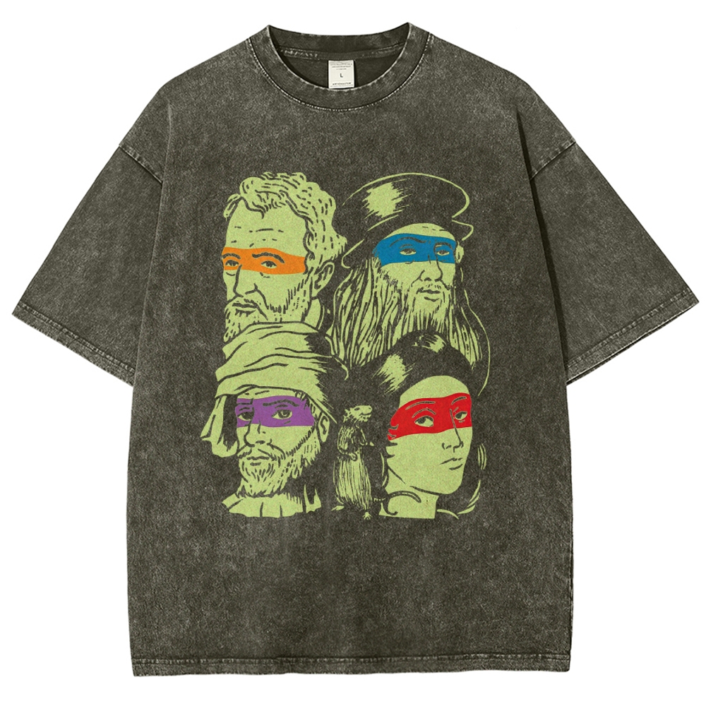 Renaissance Artists TMNT Parody Vintage Washed T-Shirt 