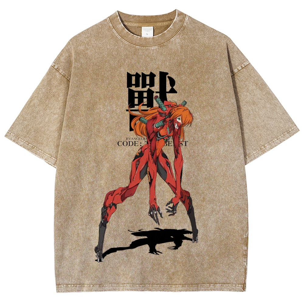 Asuka Langley "Beast Mode" Neon Genesis Anime Vintage Washed T-Shirt 