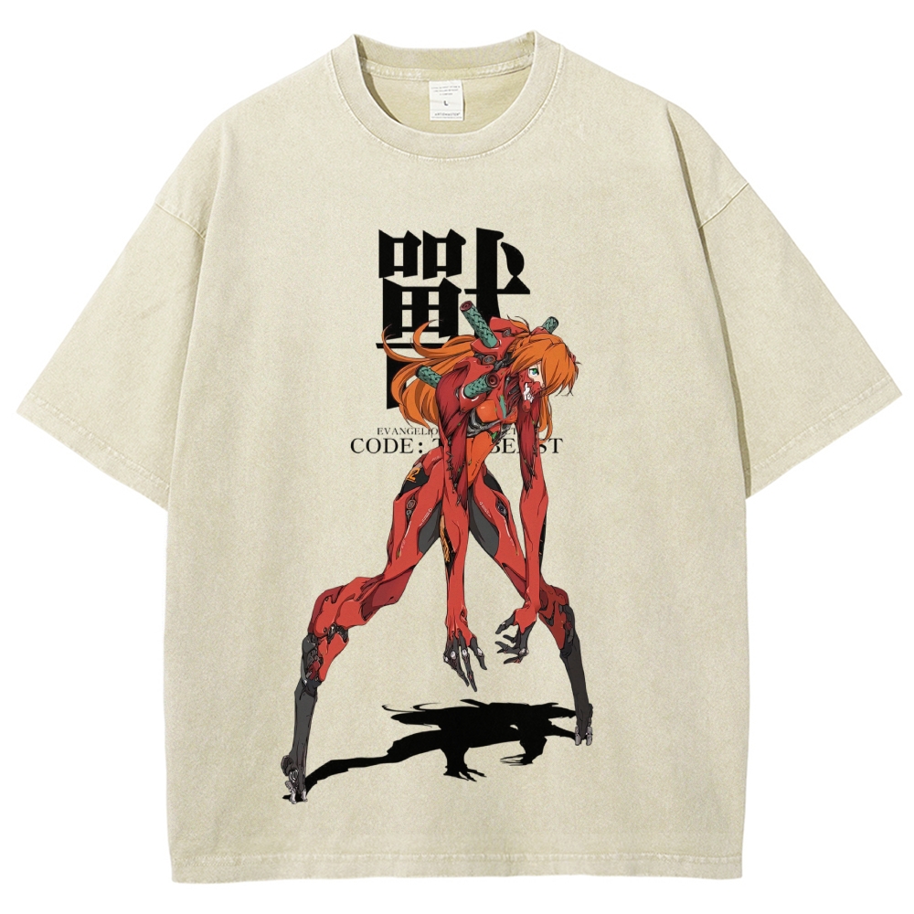 Asuka Langley "Beast Mode" Neon Genesis Anime Vintage Washed T-Shirt 