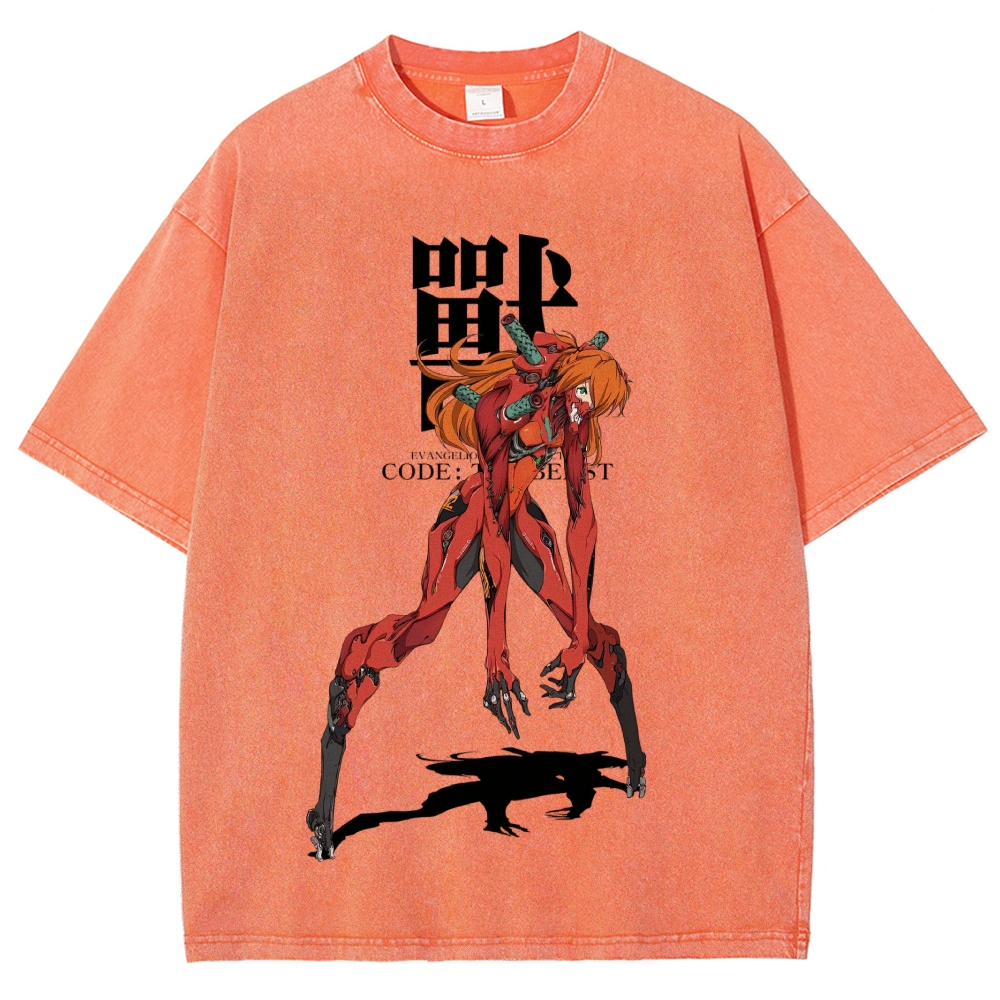 Asuka Langley "Beast Mode" Neon Genesis Anime Vintage Washed T-Shirt 