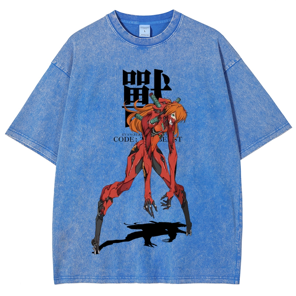 Asuka Langley "Beast Mode" Neon Genesis Anime Vintage Washed T-Shirt 