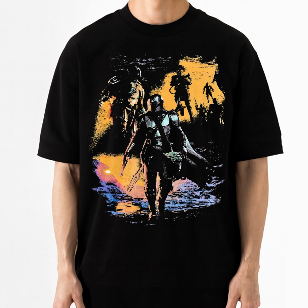 The Mandalorian "Bounty Hunter" Retro Sci-Fi  Cotton T-shirt