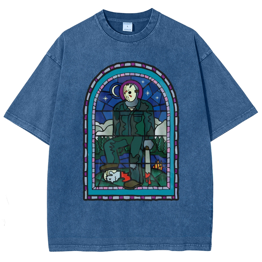 "Stained Glass Slasher" Gothic Horror Vintage Washed T-Shirt