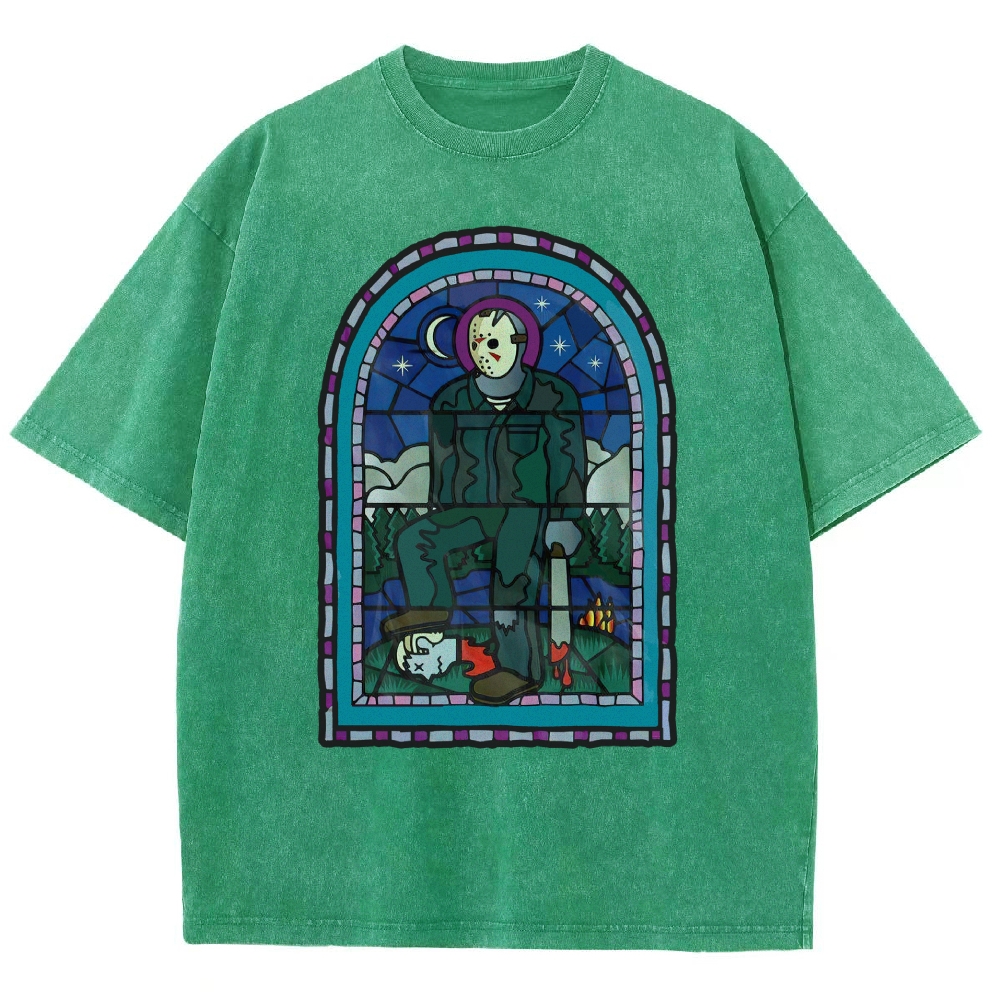 "Stained Glass Slasher" Gothic Horror Vintage Washed T-Shirt