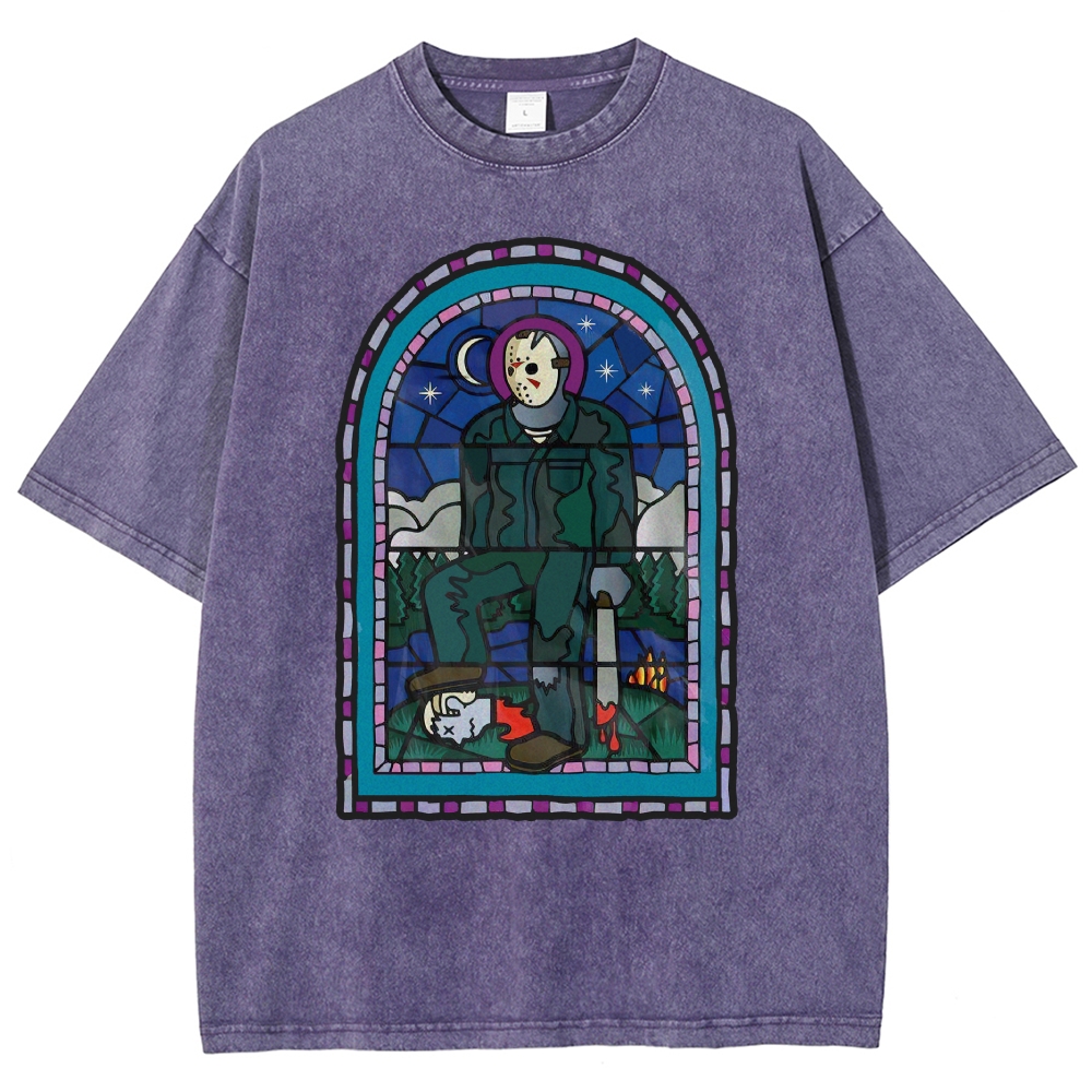 "Stained Glass Slasher" Gothic Horror Vintage Washed T-Shirt