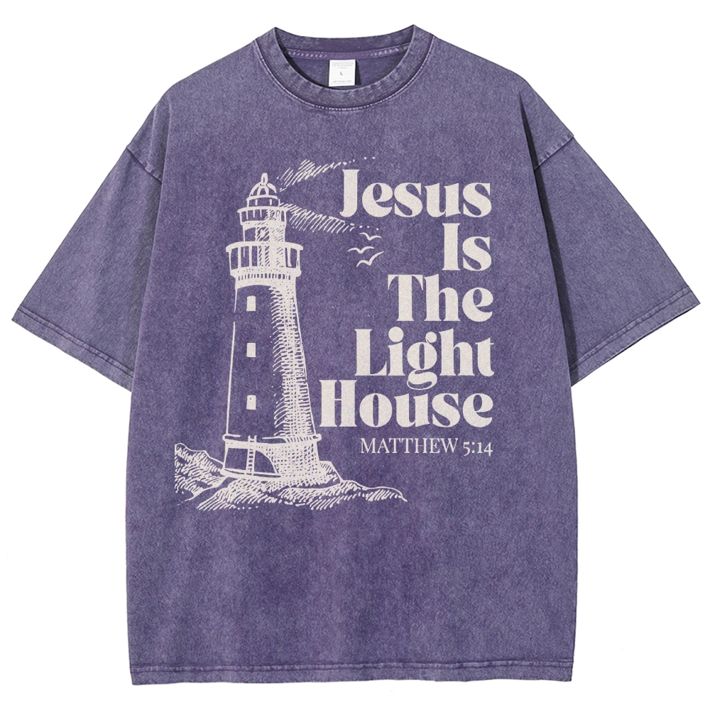 "Jesus Is The Lighthouse" Christian Faith Vintage Washed T-Shirt
