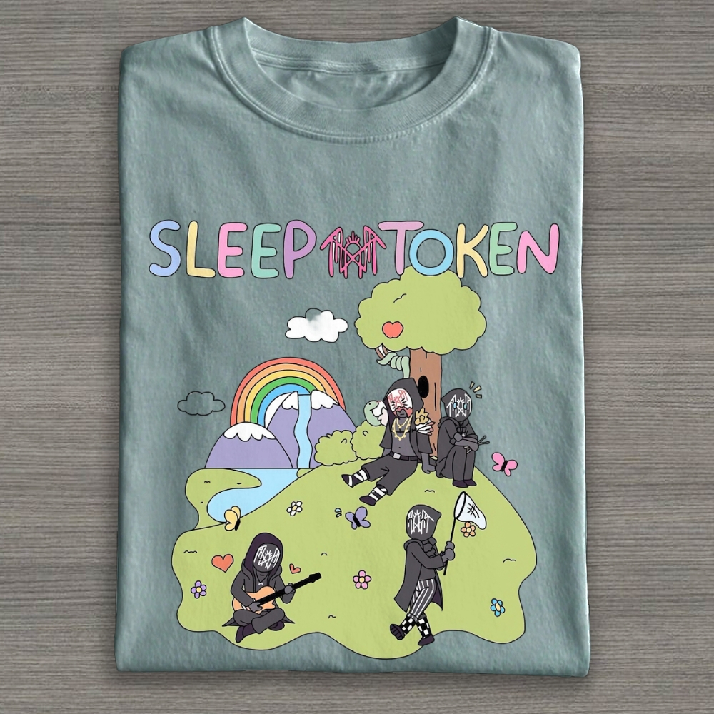 Pastel Cartoon Metal Band Inspired Cotton T-shirt 