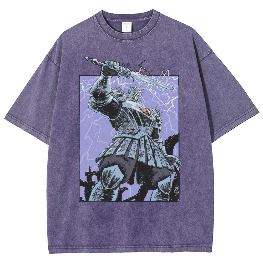 Lightning Knight Boss Graphic Vintage Washed T-Shirt