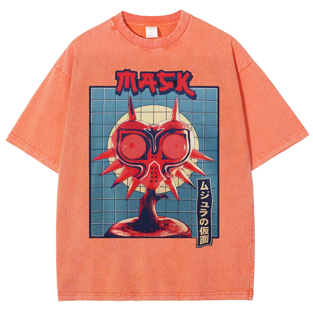 Vaporwave Majora Mask Graphic Vintage Washed T-Shirt