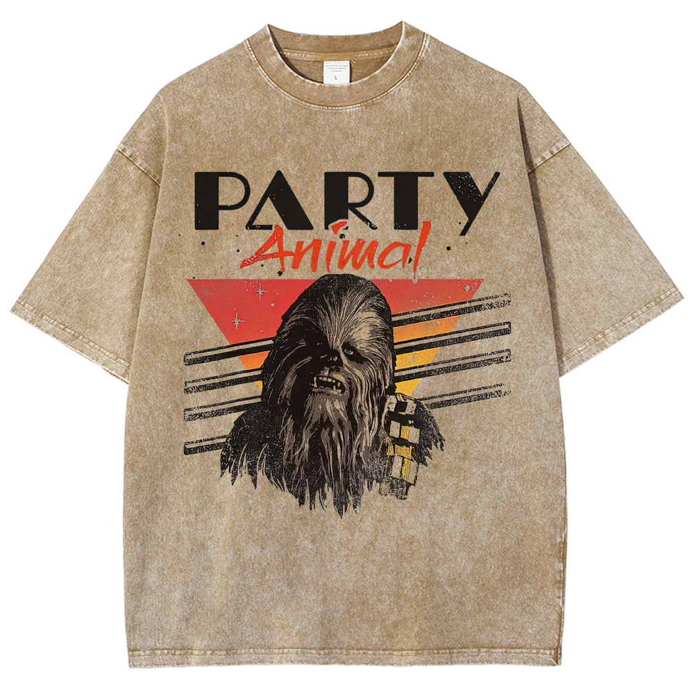 "Party Animal" Chewbacca Retro Star Wars Vintage Washed T-Shirt 