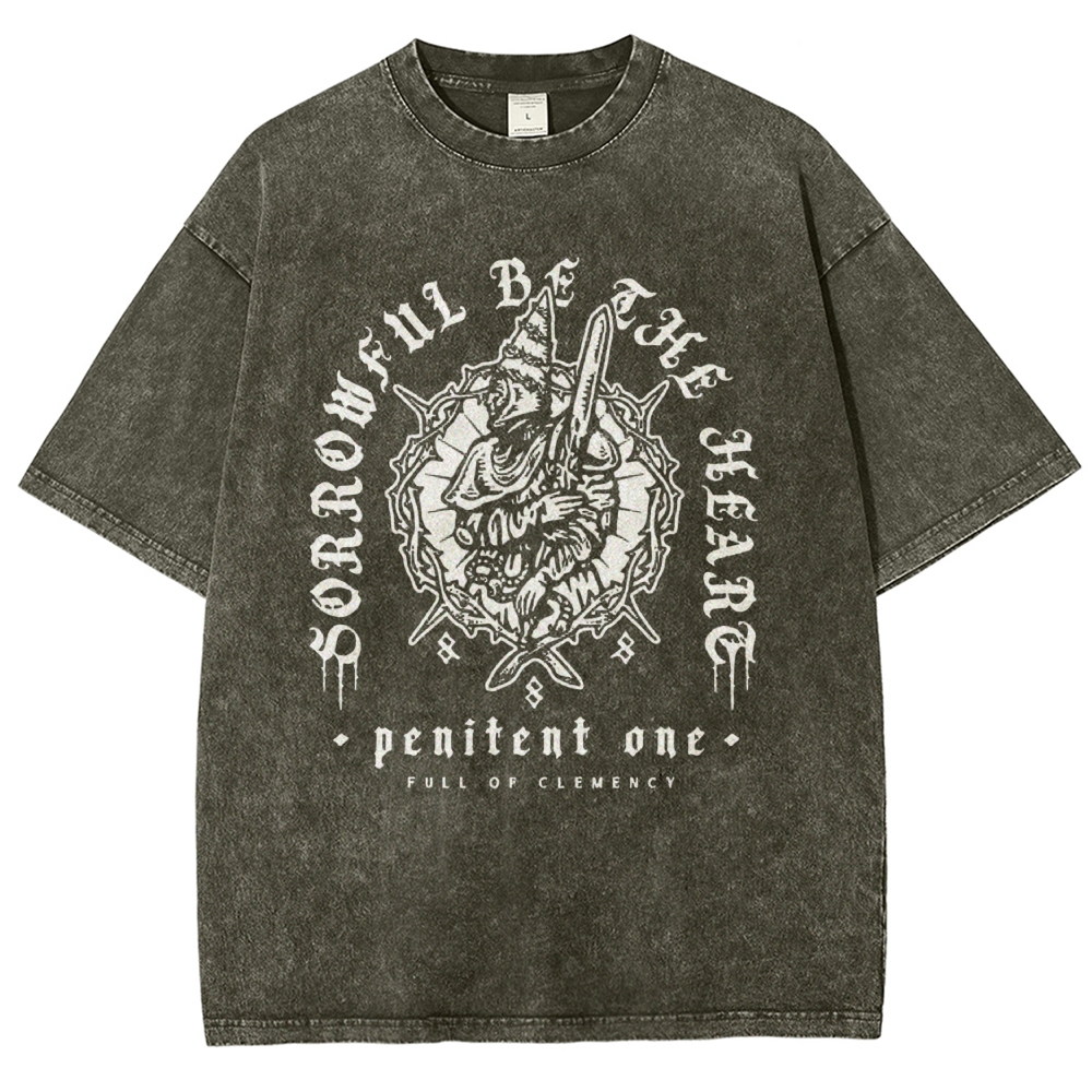 "Sorrowful Be The Heart" Blasphemous Quote Vintage Washed T-Shirt