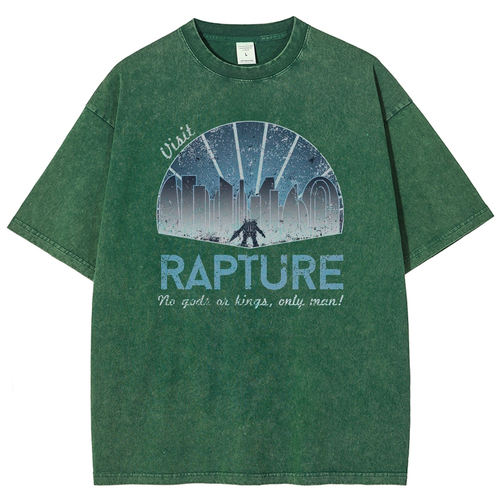 "Visit Rapture" Bioshock City Slogan Vintage Washed T-Shirt 