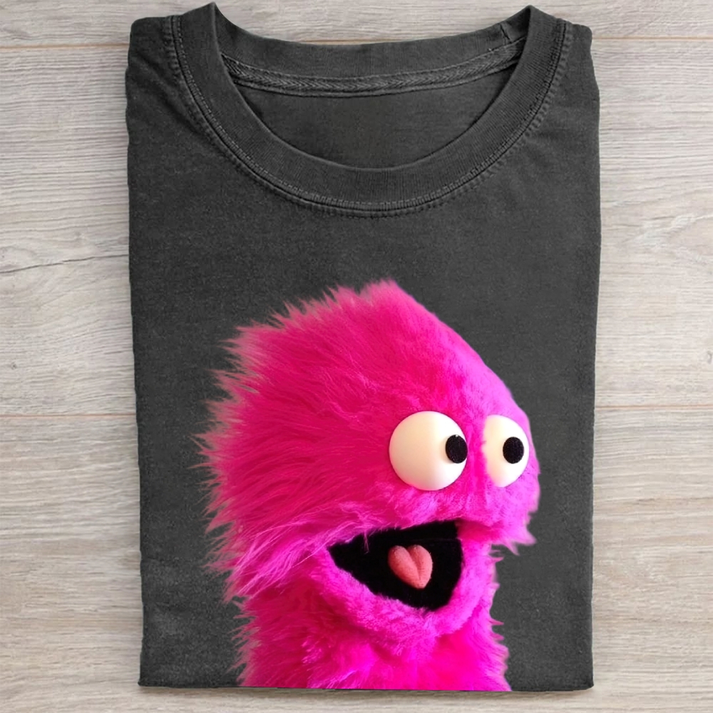 "Pink Fuzzy Muppet" Retro Vintage Washed Tee