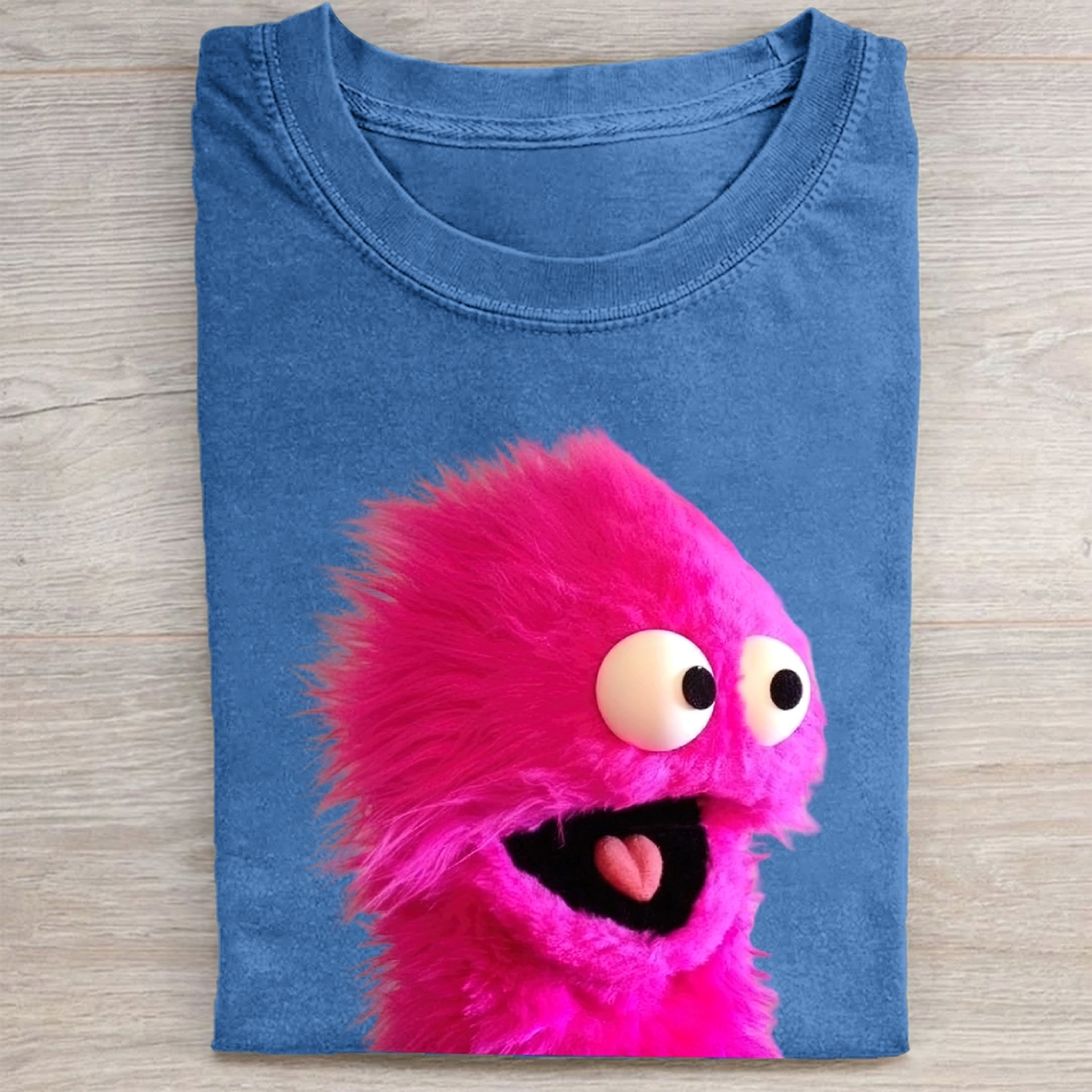 "Pink Fuzzy Muppet" Retro Vintage Washed Tee