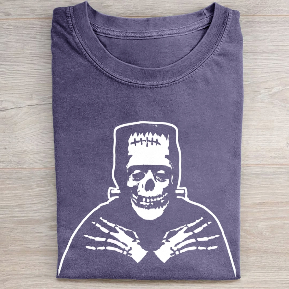 Skeleton Horror Movie Vintage Washed Tee