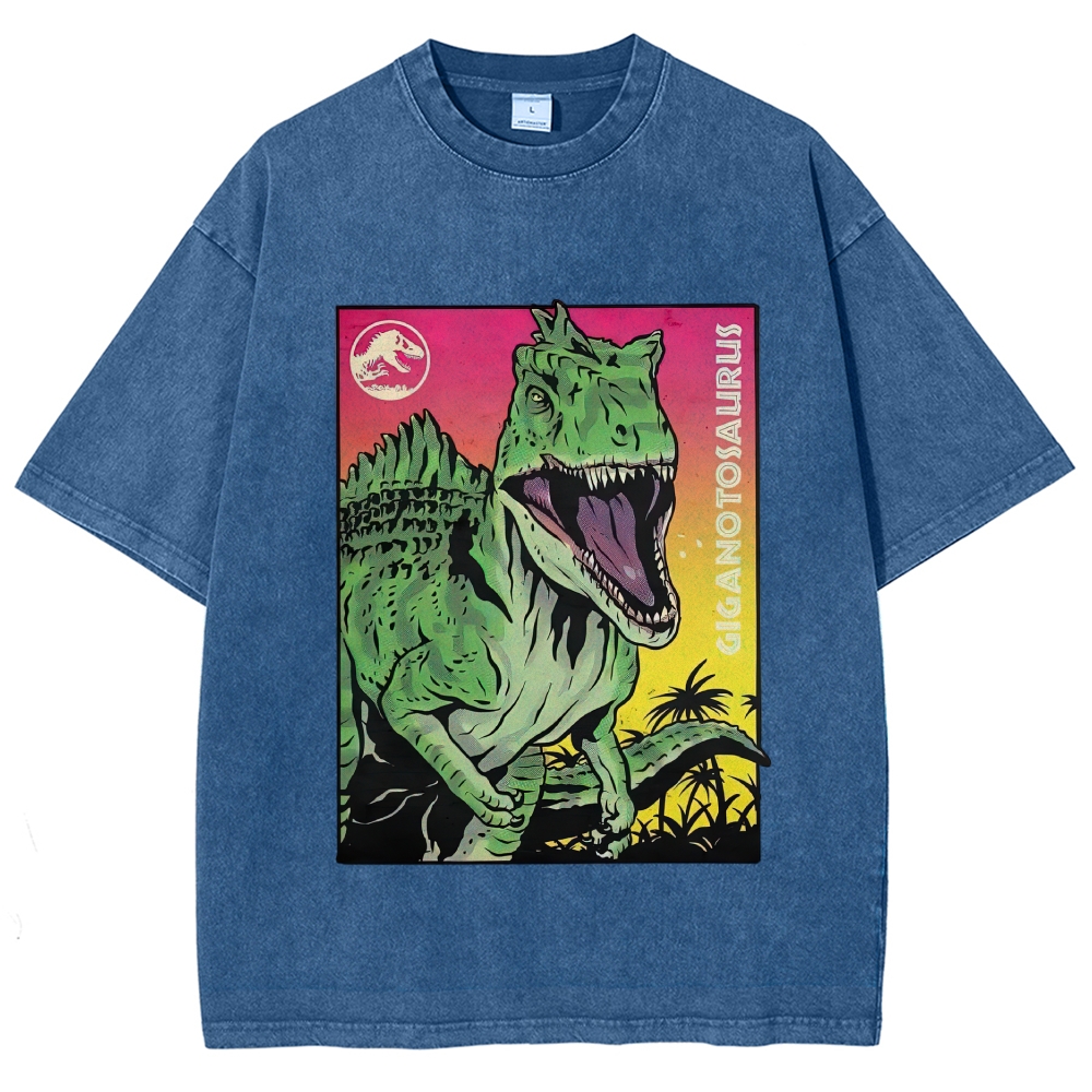 Giganotosaurus Jurassic Retro Poster  Washed T-Shirt