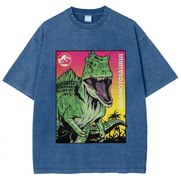 Giganotosaurus Jurassic Retro Poster  Washed T-Shirt