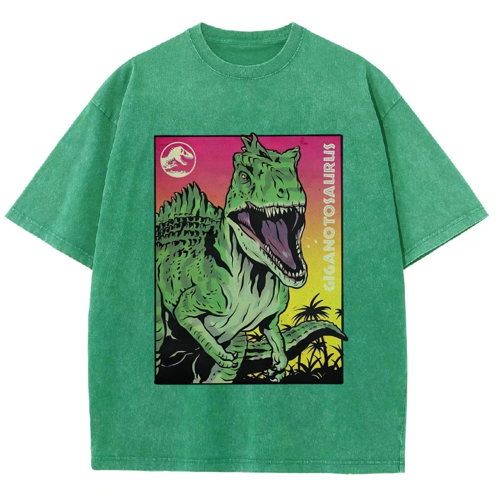 Giganotosaurus Jurassic Retro Poster  Washed T-Shirt