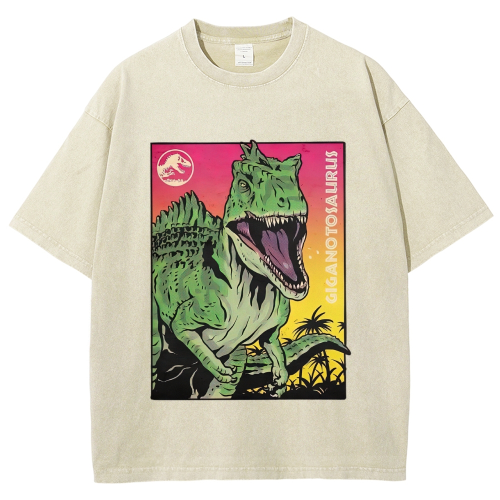 Giganotosaurus Jurassic Retro Poster  Washed T-Shirt