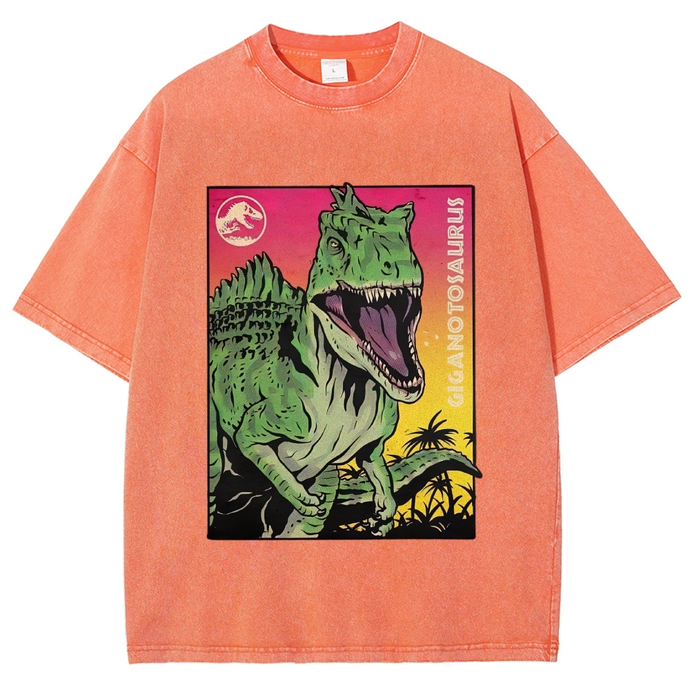 Giganotosaurus Jurassic Retro Poster  Washed T-Shirt