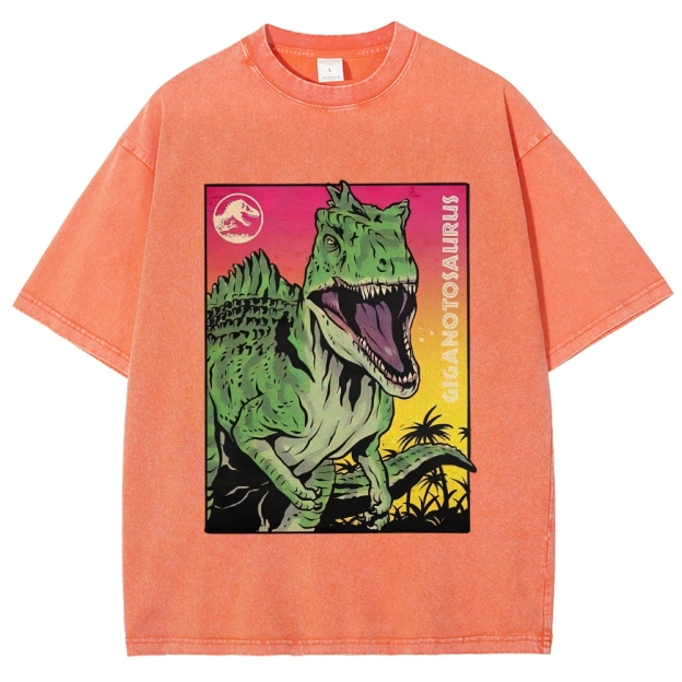 Giganotosaurus Jurassic Retro Poster  Washed T-Shirt