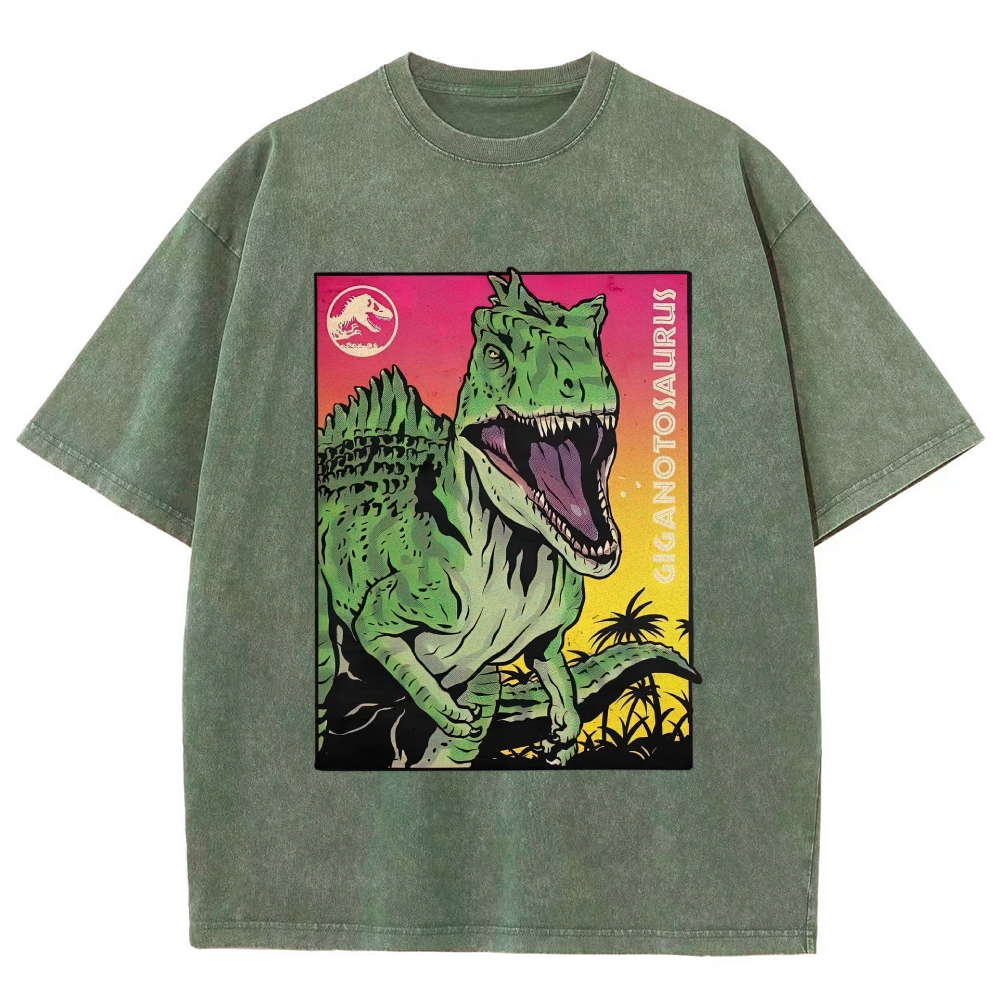 Giganotosaurus Jurassic Retro Poster  Washed T-Shirt