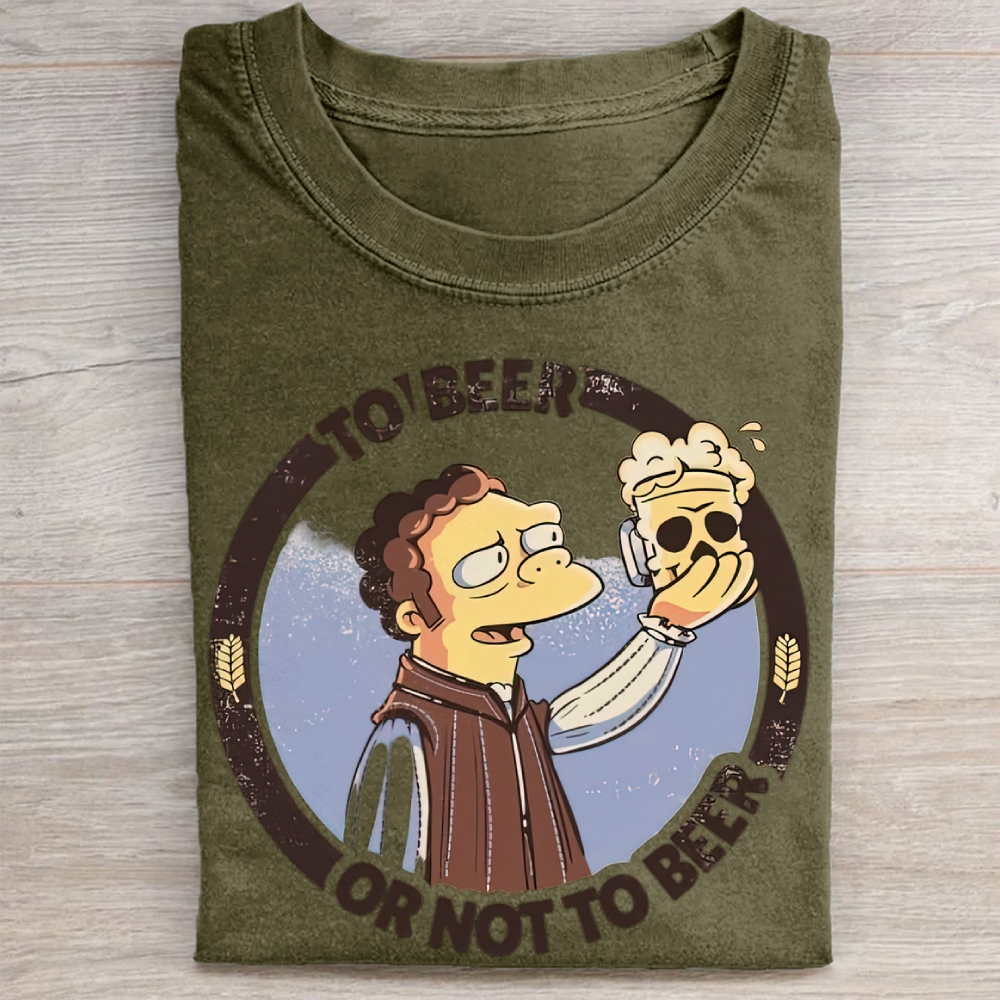 "To Beer Or Not To Beer" The Simpsons Hamlet Parody Vintage Washed Tee