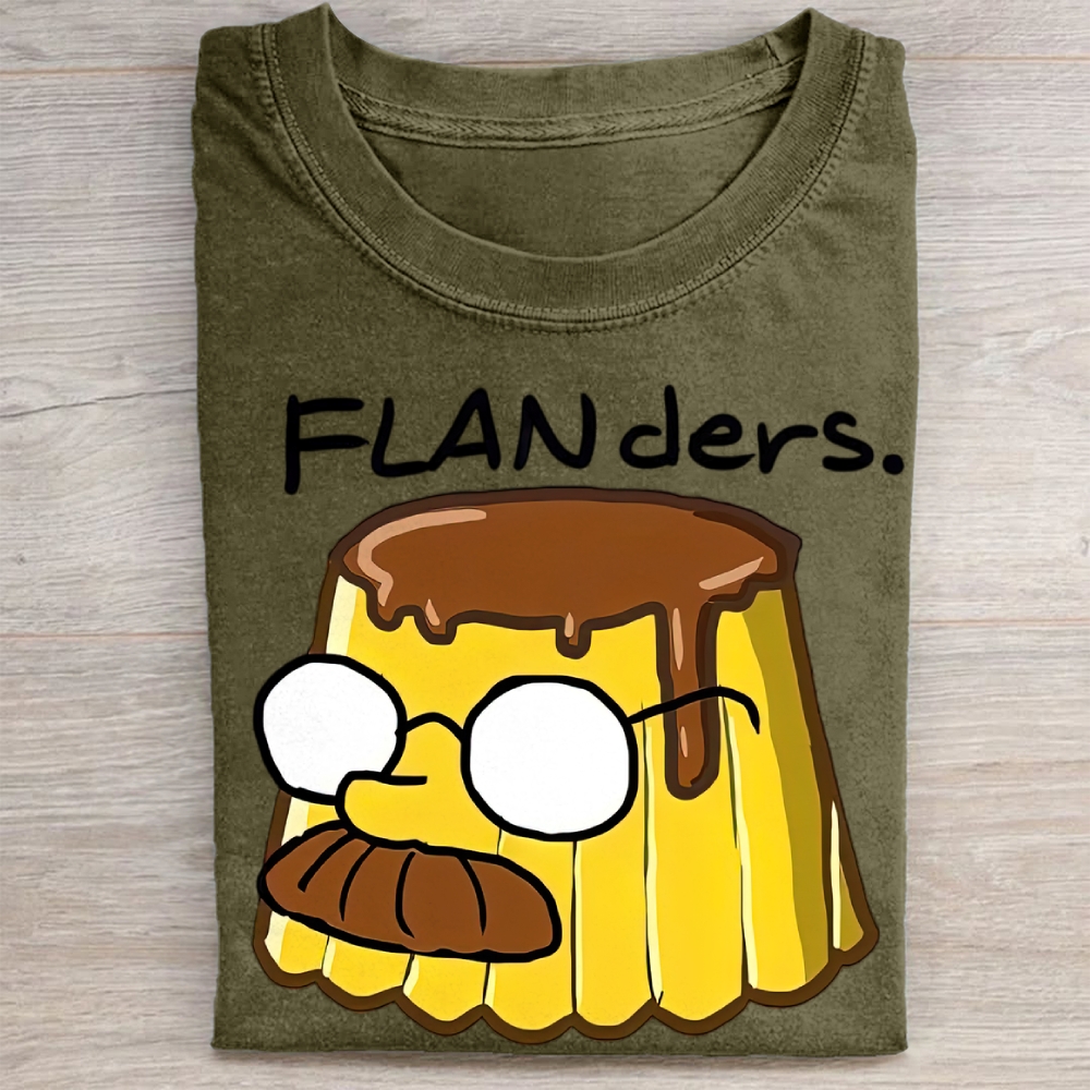 "FLANders" Pudding Pun The Simpsons Vintage Washed Tee